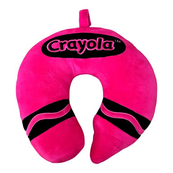 Crayola Kids Travel Neck Support Pillow Pink Soft Plush Airplane Car Ride Train - Picture 2 of 6